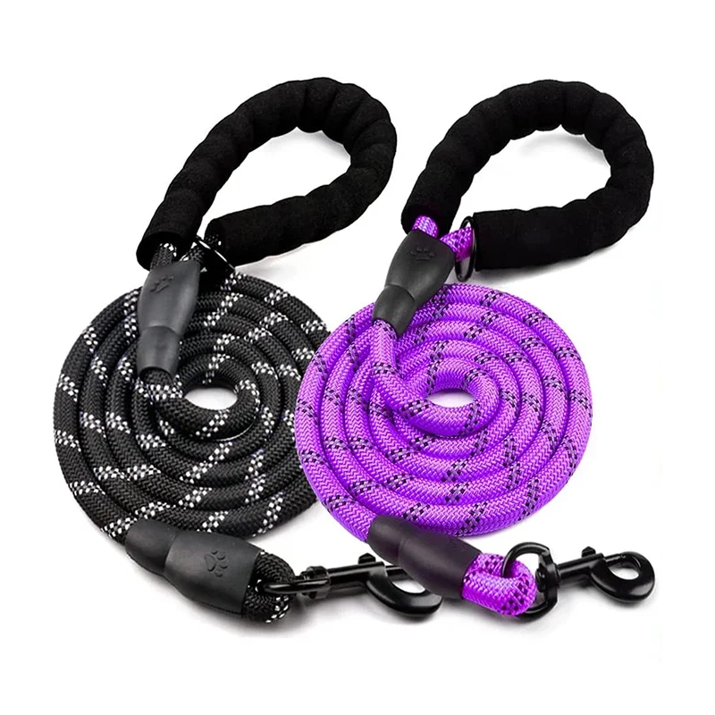 Fargerike hundeband med refleks lilla og sort.